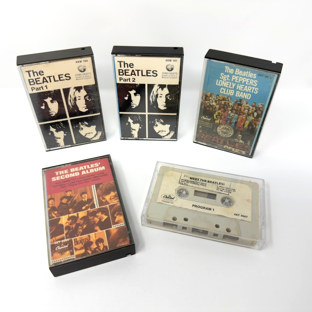 The Beatles Cassette Tape Lot of 5 Sgt. Pepper Meet The Beatles Second Album